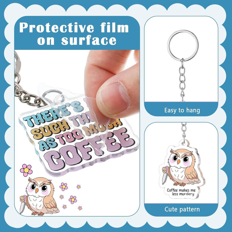 Equsion 100 Pcs Valentine's Day Coffee Lovers Gifts Keychain Bulk, 20 Style Cute Novelty Acrylic Key Chains, Funny Coffee Keychain for Men Women, Coworkers, Barista, Goodie Bag Fillers, Club Prizes - Image 3